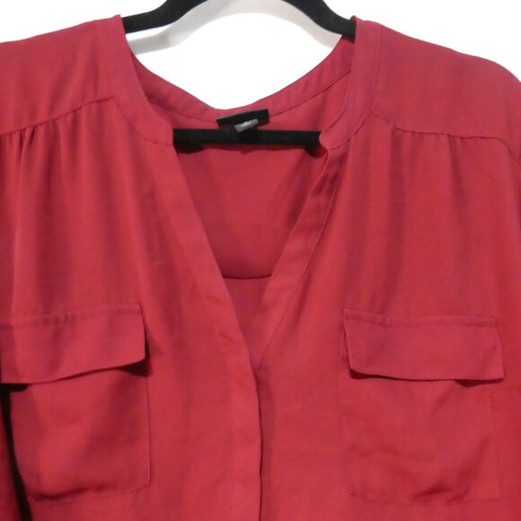 TORRID - Harper | size 2 | Chic Burgundy Blouse | Roll-Up Sleeves | Pockets - Picture 4 of 16